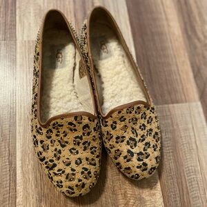 UGG Australia Alloway Studded Leopard Ballet Flat Leather Sheepskin Women Size 7